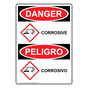 English + Spanish OSHA DANGER Corrosive Sign With GHS Symbol ODB-27841