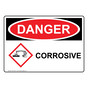 OSHA DANGER Corrosive Sign With GHS Symbol ODE-27841