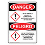 English + Spanish OSHA DANGER No Flammable Liquids Combustible Sign With GHS Symbol ODB-27876