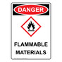 Portrait OSHA DANGER Flammable Materials Sign With GHS Symbol ODEP-27854