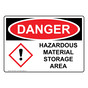 OSHA DANGER Hazardous Material Storage Area Sign With GHS Symbol ODE-27864