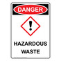Portrait OSHA DANGER Hazardous Waste Sign With GHS Symbol ODEP-27867