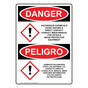 English + Spanish OSHA DANGER Hazardous Chemicals Avoid Vapors Sign With GHS Symbol ODB-27863