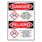 English + Spanish OSHA DANGER Pesticide Storage Unauthorized Keep Out Sign With GHS Symbol ODB-27879