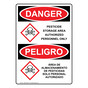 English + Spanish OSHA DANGER Pesticide Storage Area Personnel Only Sign With GHS Symbol ODB-27880