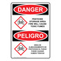 English + Spanish OSHA DANGER Pesticide Storage Area Sign With GHS Symbol ODB-27881