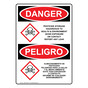 English + Spanish OSHA DANGER Pesticide Storage Hazardous Sign With GHS Symbol ODB-27882