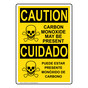 English + Spanish OSHA CAUTION Carbon Monoxide May Be Present Sign With Symbol OCB-1555
