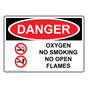OSHA DANGER Oxygen No Smoking No Open Flames Sign With Symbol ODE-5145