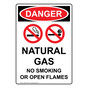 Portrait OSHA DANGER Natural Gas No Smoking Sign With Symbol ODEP-4565