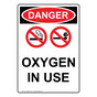 Portrait OSHA DANGER Oxygen In Use Sign With Symbol ODEP-5139