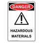 Portrait OSHA DANGER Hazardous Materials Sign With Symbol ODEP-3550
