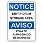 English + Spanish OSHA NOTICE Empty Drum Storage Area Sign ONB-8066