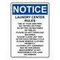 Portrait OSHA NOTICE Laundry Center Rules Use At Your Sign ONEP-30590