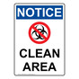 Portrait OSHA NOTICE Clean Area Sign With Symbol ONEP-30598