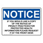 OSHA NOTICE If You Would Like A Copy Of The Notice Of Sign ONE-32211