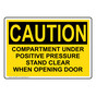 OSHA CAUTION Compartment Under Positive Pressure Stand Sign OCE-38169