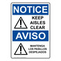 English + Spanish OSHA NOTICE Keep Aisles Clear Sign With Symbol ONB-3995