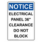 Portrait OSHA NOTICE Electrical Panel 36" Clearance Sign ONEP-32595