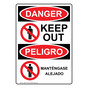 English + Spanish OSHA DANGER Keep Out Sign With Symbol ODB-4130