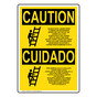 English + Spanish OSHA CAUTION Always Face Ladder Safety Sign With Symbol OCB-7904