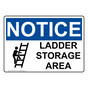 OSHA NOTICE Ladder Storage Area Sign With Symbol ONE-32441