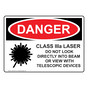 OSHA DANGER Class IIIa Laser Do Not Look Into Beam Sign With Symbol ODE-4243