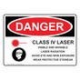OSHA DANGER Class Iv Laser Visible And Invisible Sign With Symbol ODE-4246