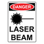 Portrait OSHA DANGER Laser Beam Sign With Symbol ODEP-4210