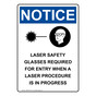 Portrait OSHA NOTICE Laser Safety Glasses Sign With Symbol ONEP-33019