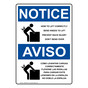 English + Spanish OSHA NOTICE How To Lift Prevent Back Injury Sign With Symbol ONB-3905
