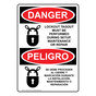 English + Spanish OSHA DANGER Lockout Tagout Setup Maintenance Sign With Symbol ODB-4320
