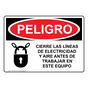 Spanish OSHA DANGER Lockout Electricity Air Lines Sign With Symbol - ODS-4330