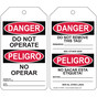 OSHA Do Not Operate - No Operar English + Spanish Safety Tag CS159432
