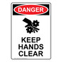 Portrait OSHA DANGER Keep Hands Clear Sign With Symbol ODEP-4095