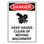Portrait OSHA DANGER Keep Hands Clear Of Sign With Symbol ODEP-4100