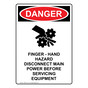 Portrait OSHA DANGER Finger - Hand Hazard Sign With Symbol ODEP-8114