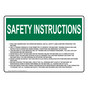 OSHA SAFETY INSTRUCTIONS 1. Read And Understand The Operation Manual Sign OSIE-25370