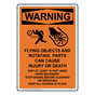 Portrait OSHA WARNING Flying Objects And Sign With Symbol OWEP-16789