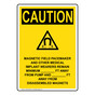 Portrait OSHA CAUTION Magnetic Field Pacemaker Sign With Symbol OCEP-30292
