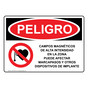 Spanish OSHA DANGER High Magnetic Fields Pacemakers Sign With Symbol - ODS-8159