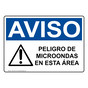 Spanish OSHA NOTICE Microwave Hazard In This Area Sign With Symbol - ONS-4510
