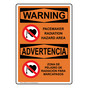 English + Spanish OSHA WARNING Pacemaker Radiation Hazard Area Sign With Symbol OWB-5212