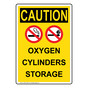 Portrait OSHA CAUTION Oxygen Cylinders Storage Sign With Symbol OCEP-16847