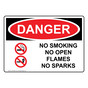 OSHA DANGER No Smoking No Open Flames No Sparks Sign With Symbol ODE-4900