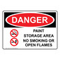 OSHA DANGER Paint Storage Area No Smoking Or Open Flames Sign With Symbol ODE-5150