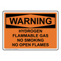 OSHA WARNING Hydrogen Flammable Gas No Smoking No Open Flames Sign OWE-30729