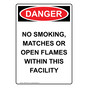 Portrait OSHA DANGER No Smoking Within This Facility Sign ODEP-4976-R