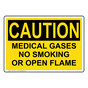 OSHA CAUTION Medical Gases No Smoking Or Open Flame Sign OCE-38761