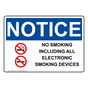 OSHA NOTICE No Smoking Including All Electronic Sign With Symbol ONE-39027